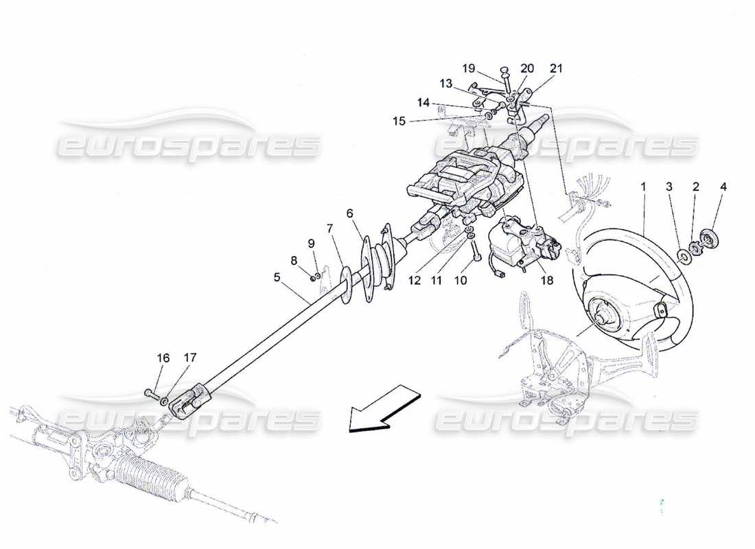 maserati qtp. (2010) 4.7 diagrama de piezas de la unidad de volante y columna de dirección