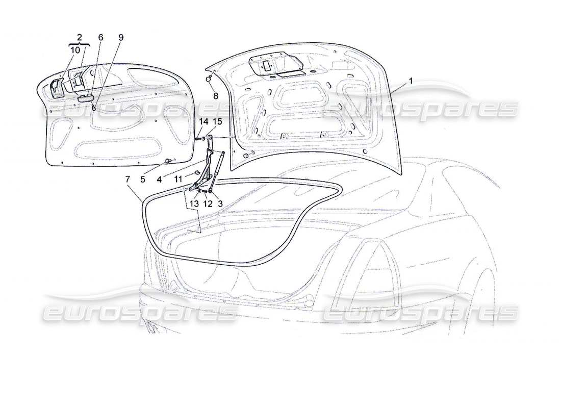 maserati qtp. (2010) 4.7 diagrama de piezas de la tapa trasera