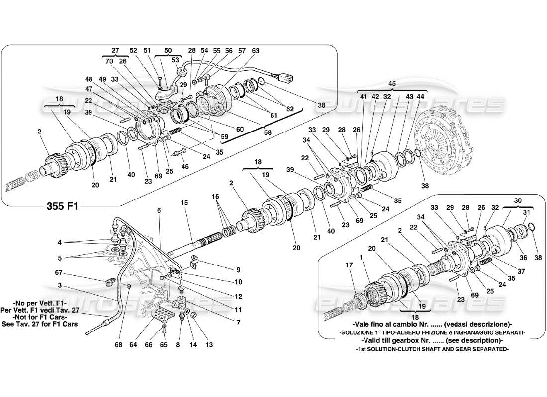 ferrari 355 (5.2 motronic) diagrama de piezas de control del embrague