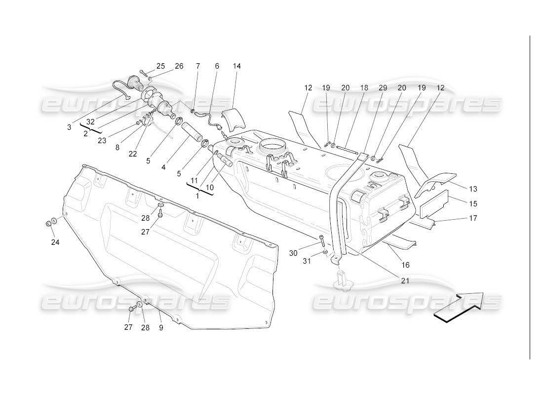 maserati qtp. (2007) 4.2 auto diagrama de piezas del tanque de combustible