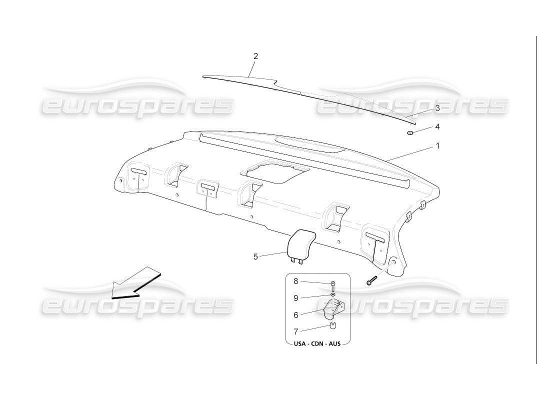 maserati qtp. (2007) 4.2 auto diagrama de piezas del estante trasero para paquetes