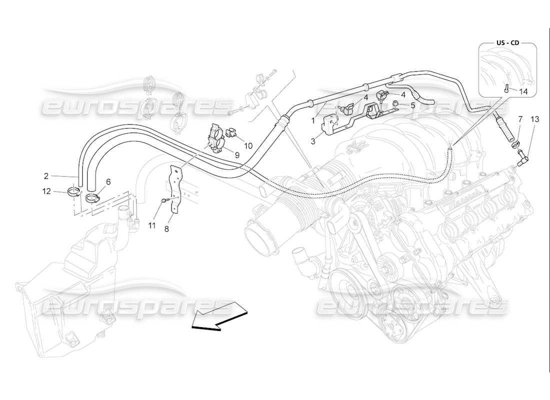 maserati qtp. (2006) 4.2 f1 diagrama de piezas del sistema de recirculación de vapores de aceite