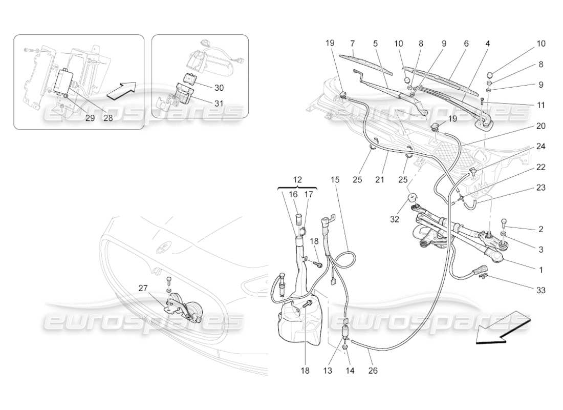 maserati grancabrio (2011) 4.7 dispositivos externos del vehículo diagrama de piezas