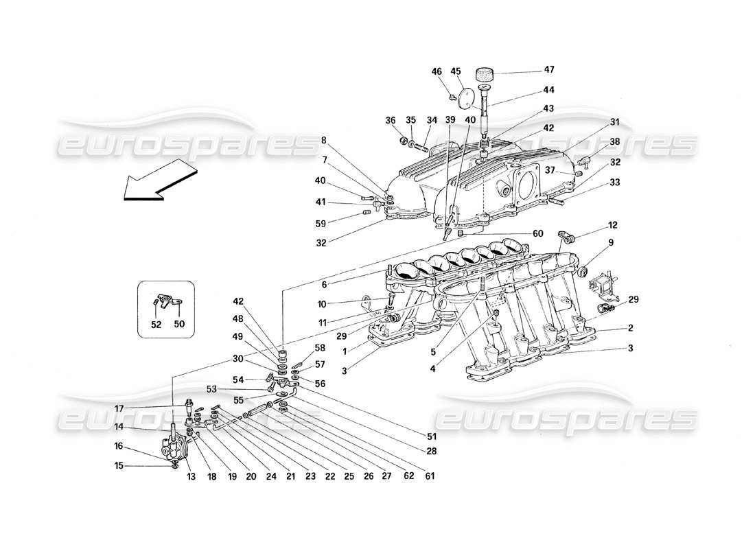 ferrari 348 (1993) tb / ts diagrama de piezas de colectores y cubiertas