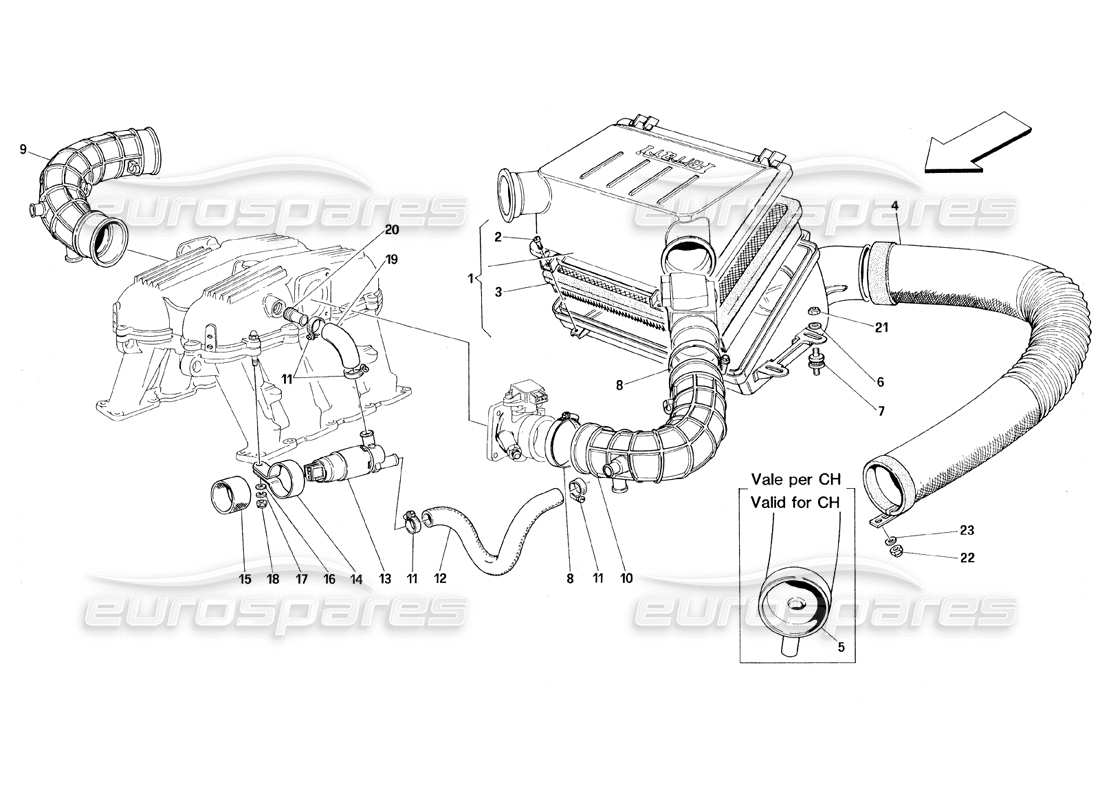 ferrari 348 (1993) tb / ts diagrama de piezas de entrada de aire