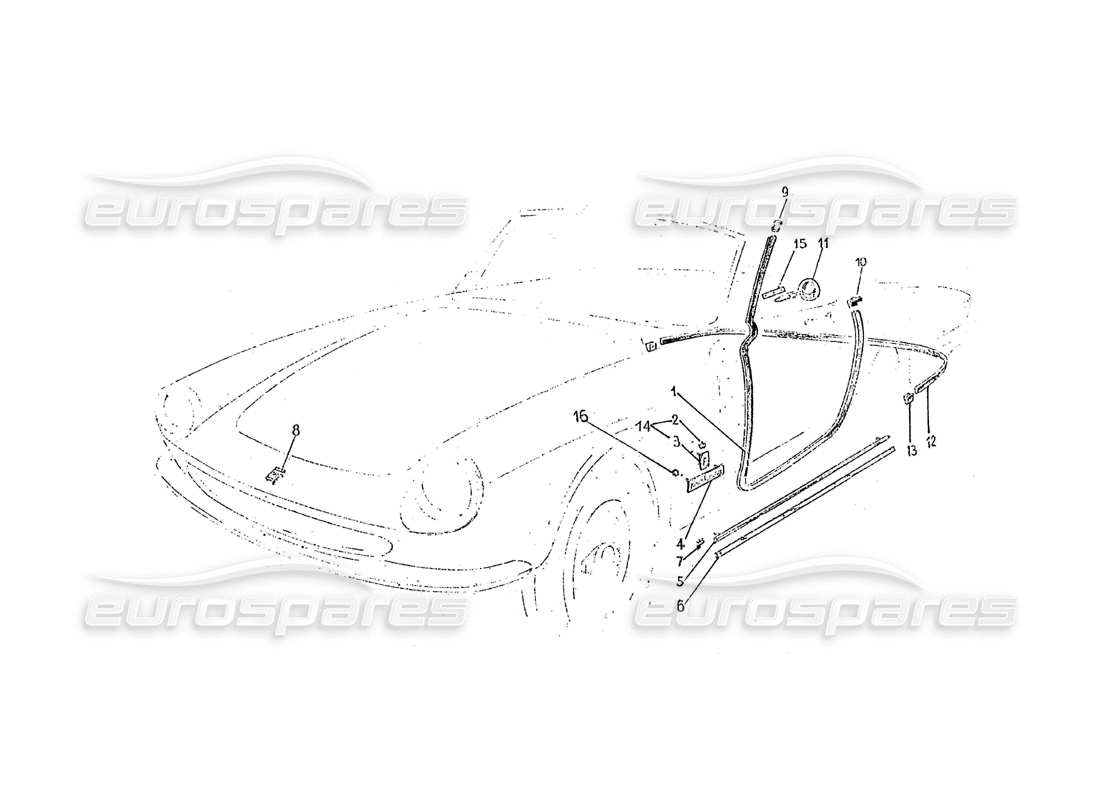 ferrari 275 (pininfarina coachwork) diagrama de piezas del gruppo guernizioni esterne