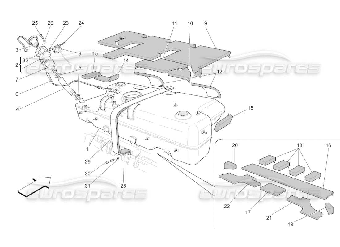 maserati grancabrio (2011) 4.7 diagrama de piezas del tanque de combustible