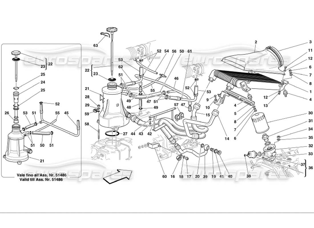 ferrari 360 modena sistema de lubricación y sistema de soplado diagrama de piezas