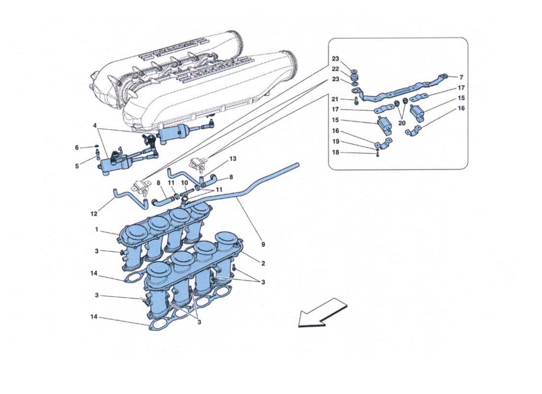ferrari 458 challenge diagrama de piezas del colettore di aspirazione