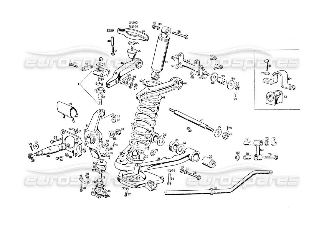 maserati khamsin suspensión delantera diagrama de piezas