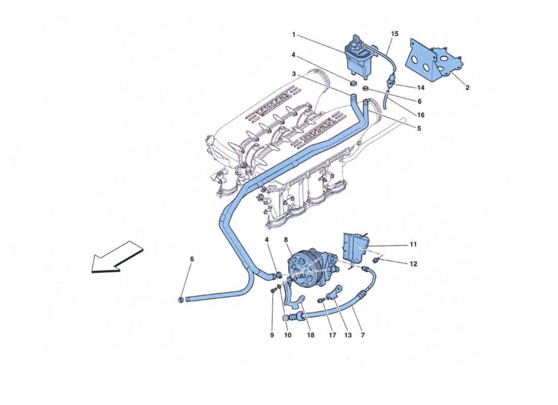 ferrari 458 challenge comando sterzopompa e serbatoio idroguida diagrama de partes