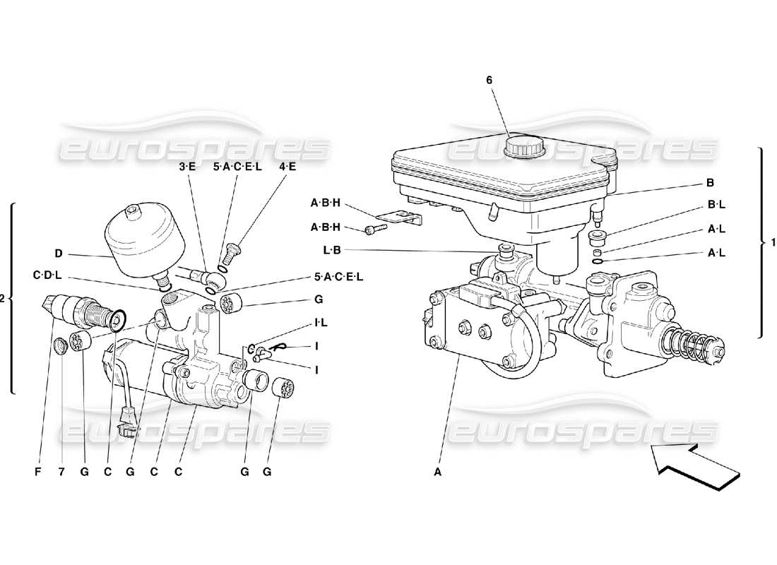 ferrari 355 (2.7 motronic) sistema hidráulico para abs diagrama de piezas