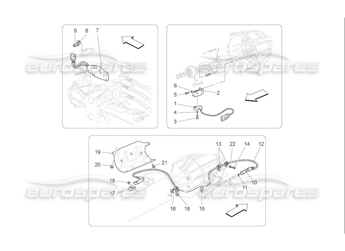 maserati qtp. (2007) 4.2 f1 control electrónico del embrague para el diagrama de piezas de la caja de cambios f1