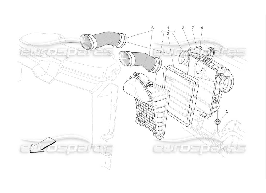 maserati qtp. (2007) 4.2 f1 filtro de aire, toma de aire y conductos diagrama de piezas