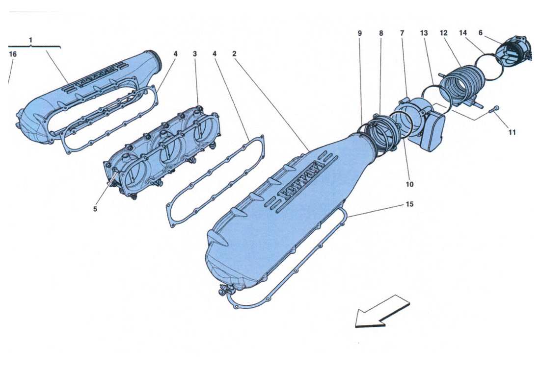 ferrari 458 challenge cubierta del colector de admisión diagrama de piezas