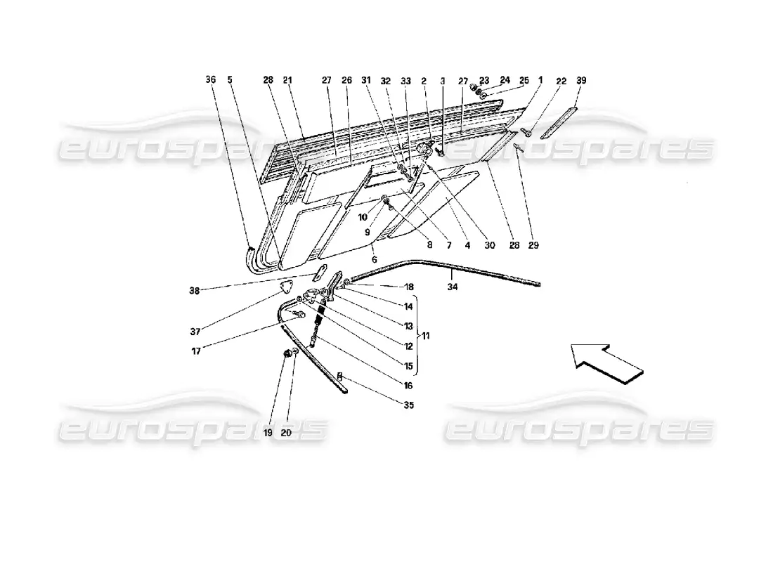 ferrari mondial 3.4 t coupe/cabrio tapa del compartimiento del motor - coupé diagrama de piezas
