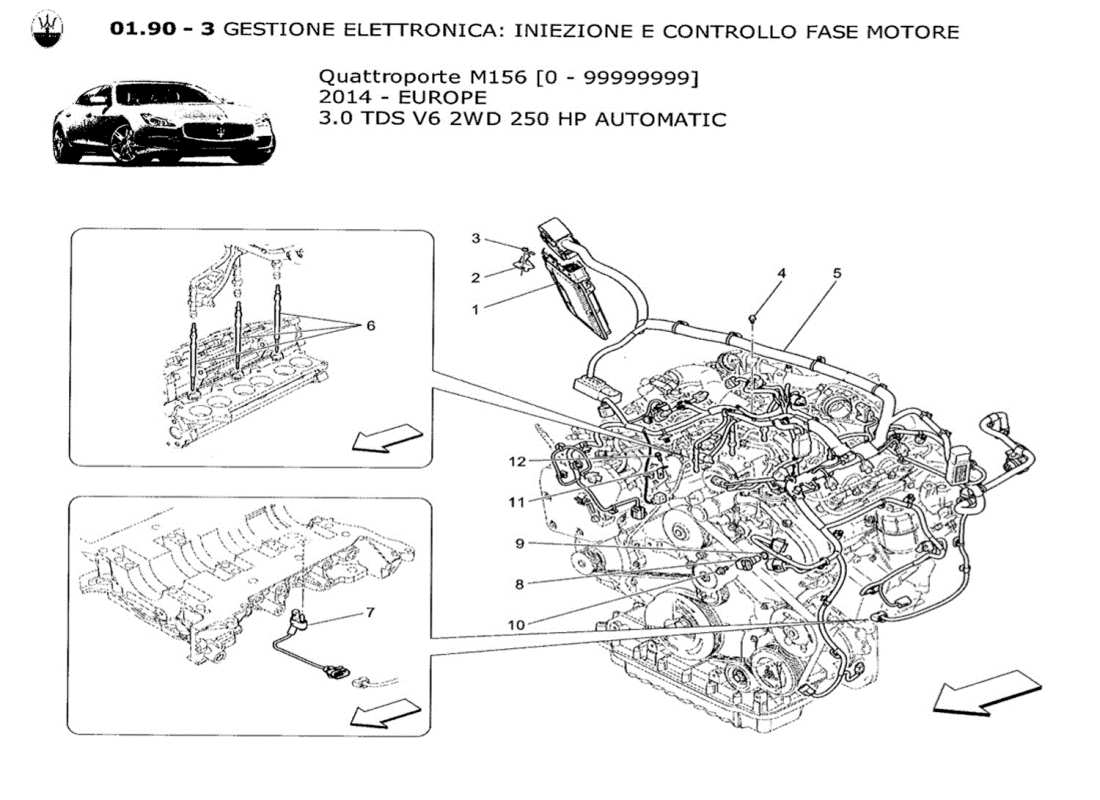 maserati qtp. v6 3.0 tds 250bhp 2014 control electrónico: diagrama de piezas de control de sincronización del motor y inyección