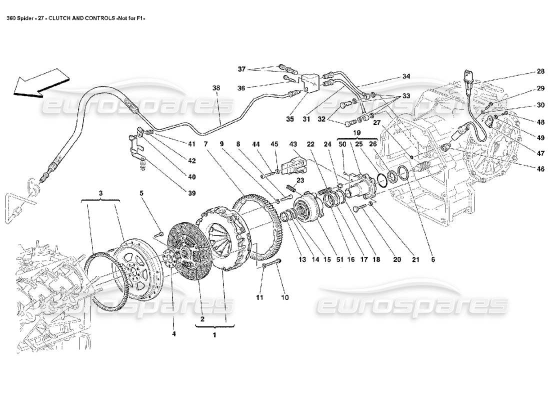 ferrari 360 spider embrague y controles diagrama de piezas