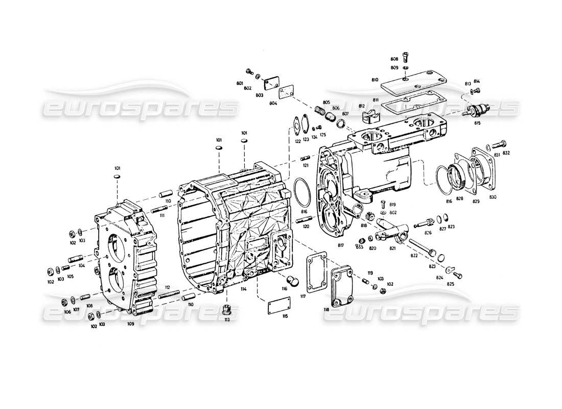 maserati khamsin carcasa de transmisión diagrama de piezas