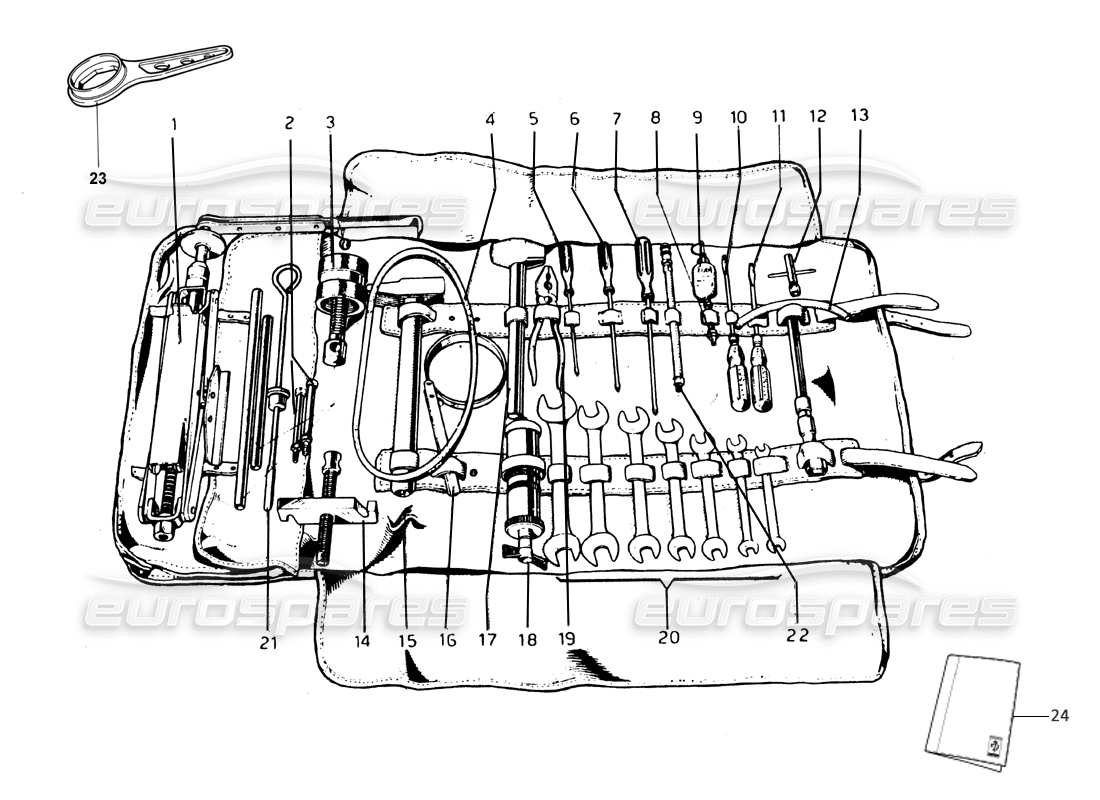ferrari 275 gtb/gts 2 cam kit de herramientas diagrama de piezas