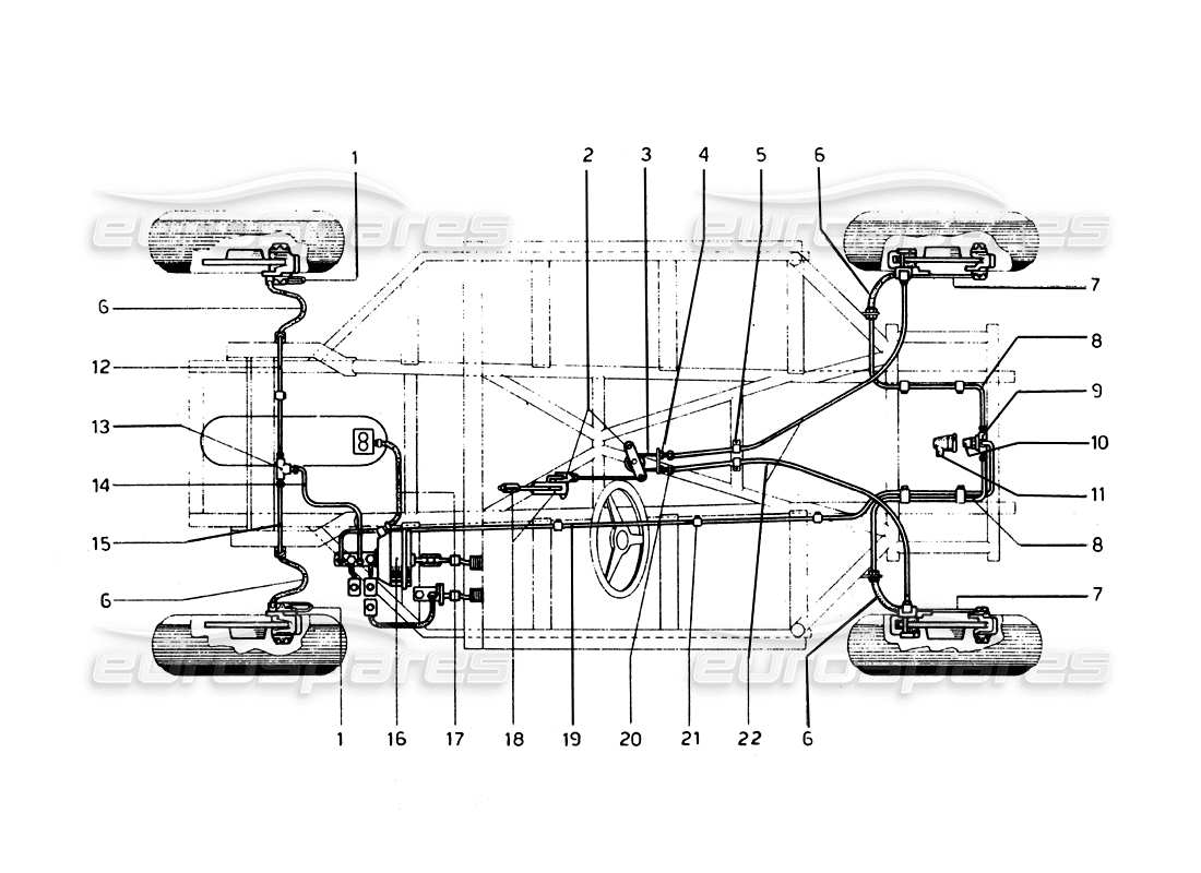 ferrari 275 gtb/gts 2 cam diagrama de piezas del sistema de frenos