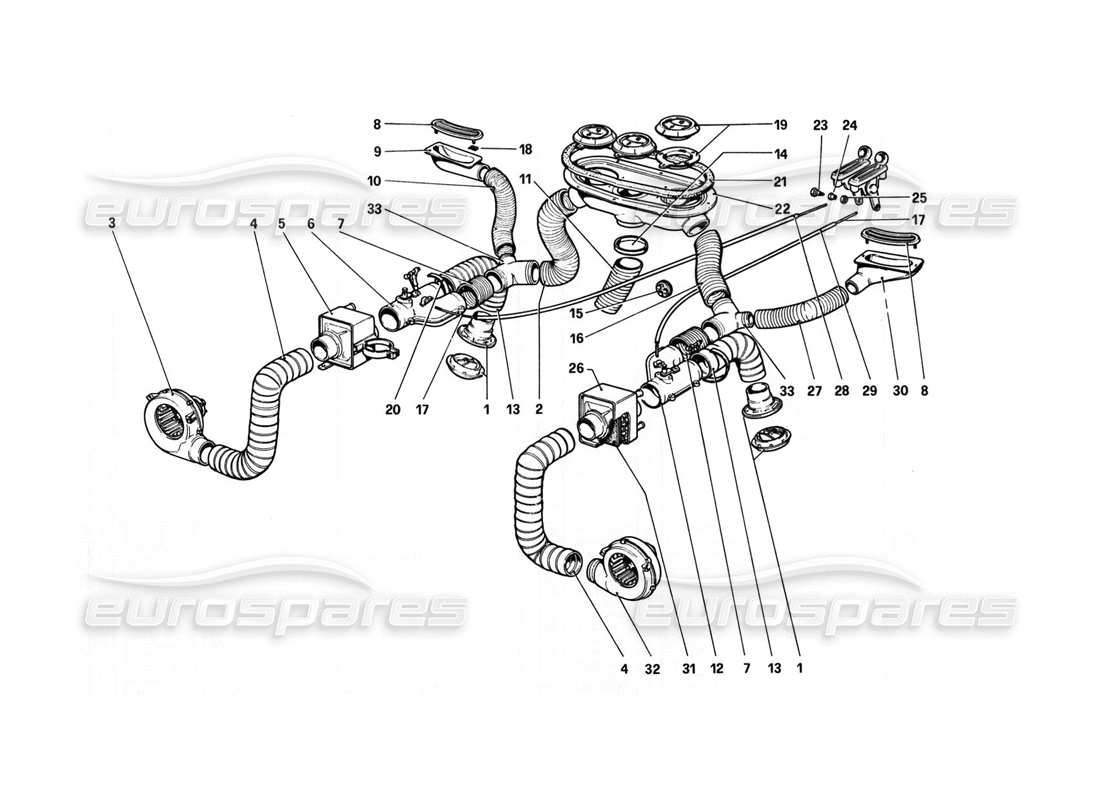 ferrari 308 gtb (1980) sistema de calefacción diagrama de piezas