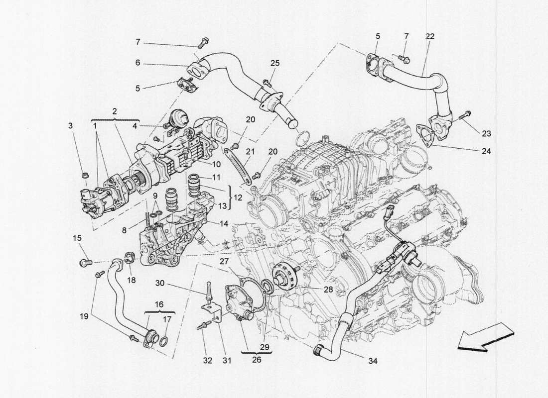 maserati qtp. v6 3.0 tds 275bhp 2017 diagrama de piezas del sistema de recirculación de vapores de aceite