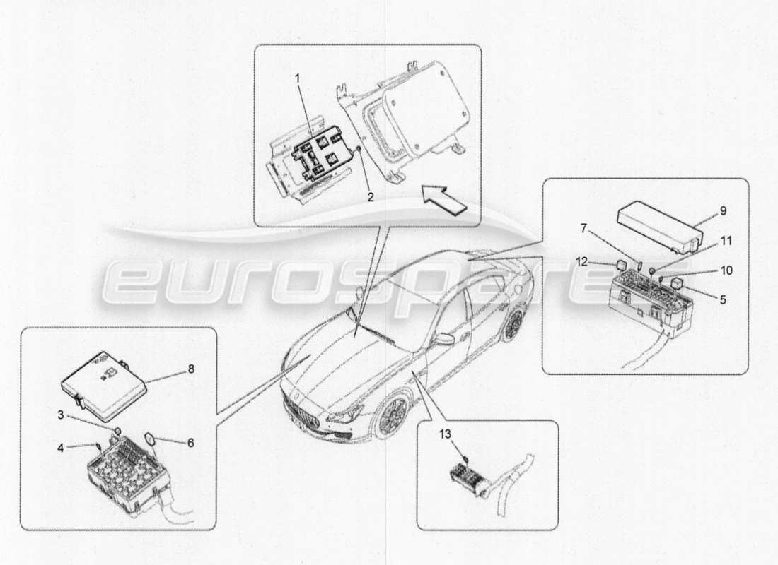 maserati qtp. v8 3.8 530bhp 2014 auto relés, fusibles y cajas diagrama de piezas