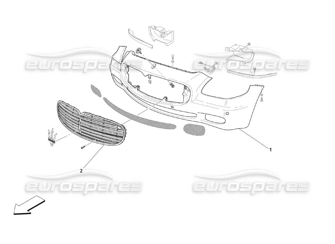 maserati qtp. (2003) 4.2 parachoques delantero diagrama de piezas