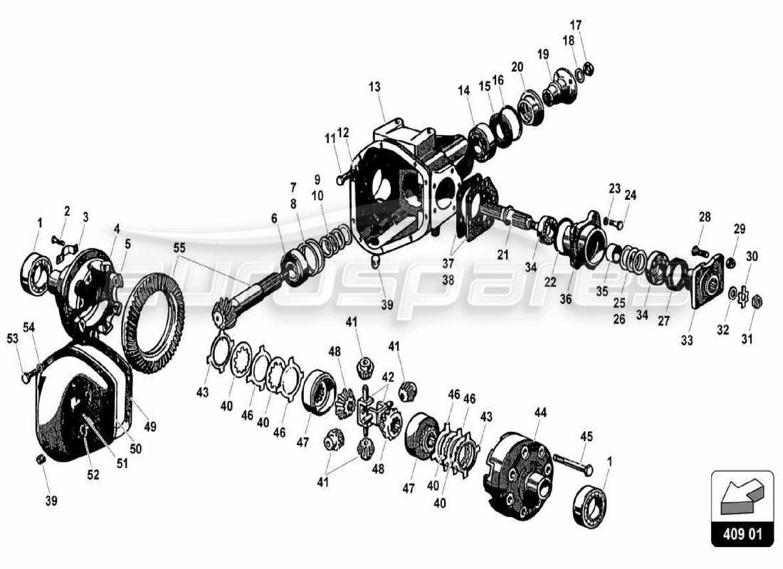 lamborghini 350 gt diagrama de pieza del diferencial delantero