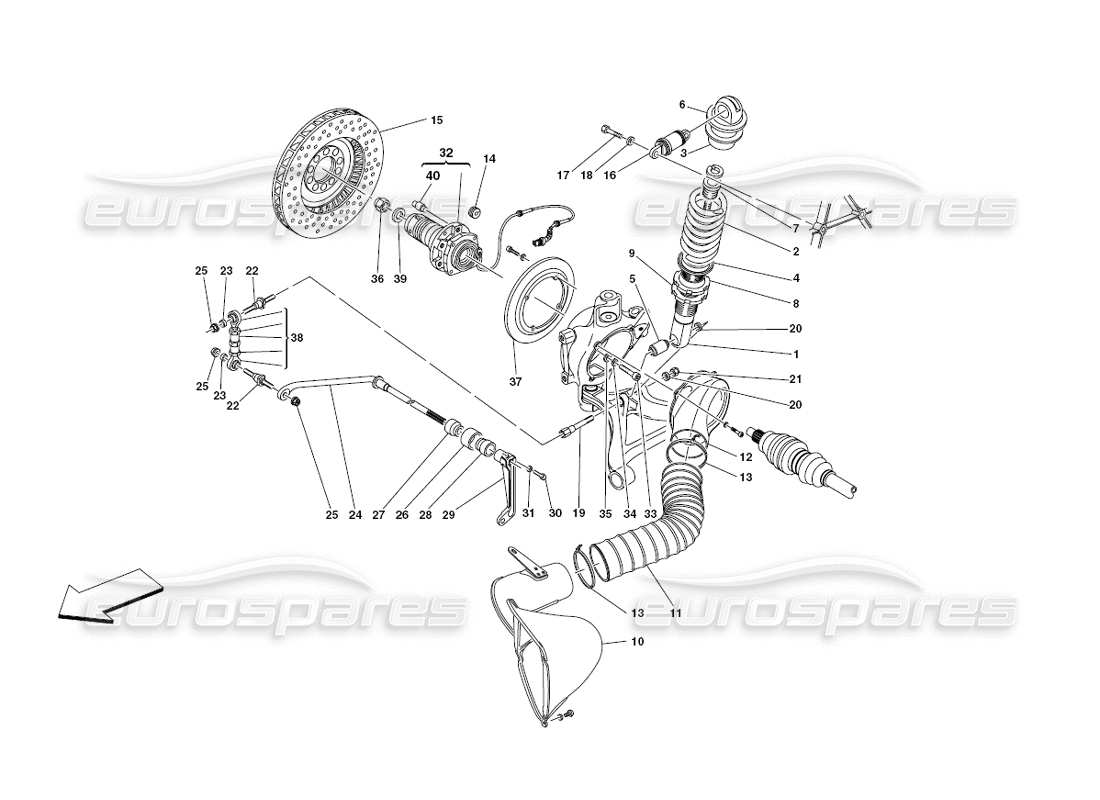 ferrari 430 challenge (2006) suspensión trasera: amortiguador y disco de freno diagrama de piezas