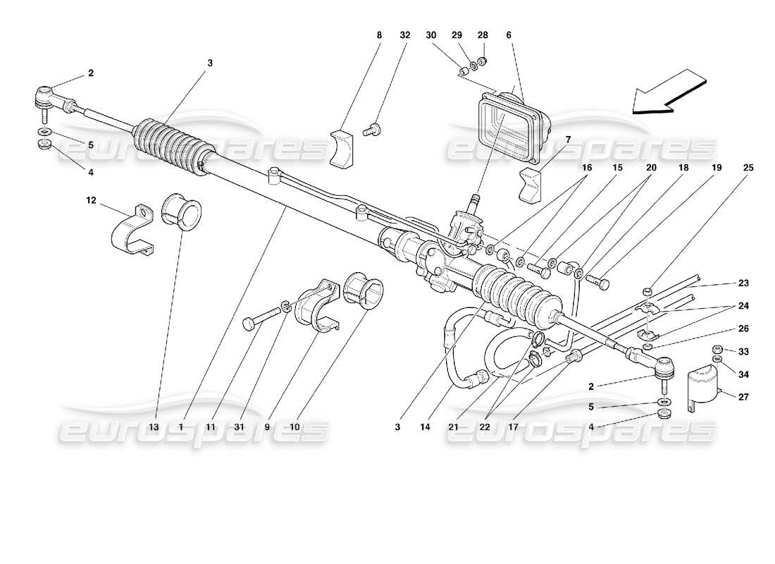 ferrari 355 (2.7 motronic) hydraulic steering box diagrama de piezas