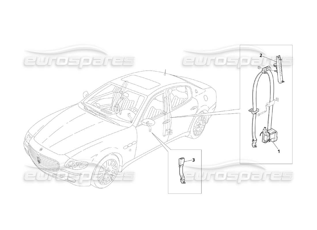 maserati qtp. (2003) 4.2 diagrama de piezas de los cinturones de seguridad delanteros