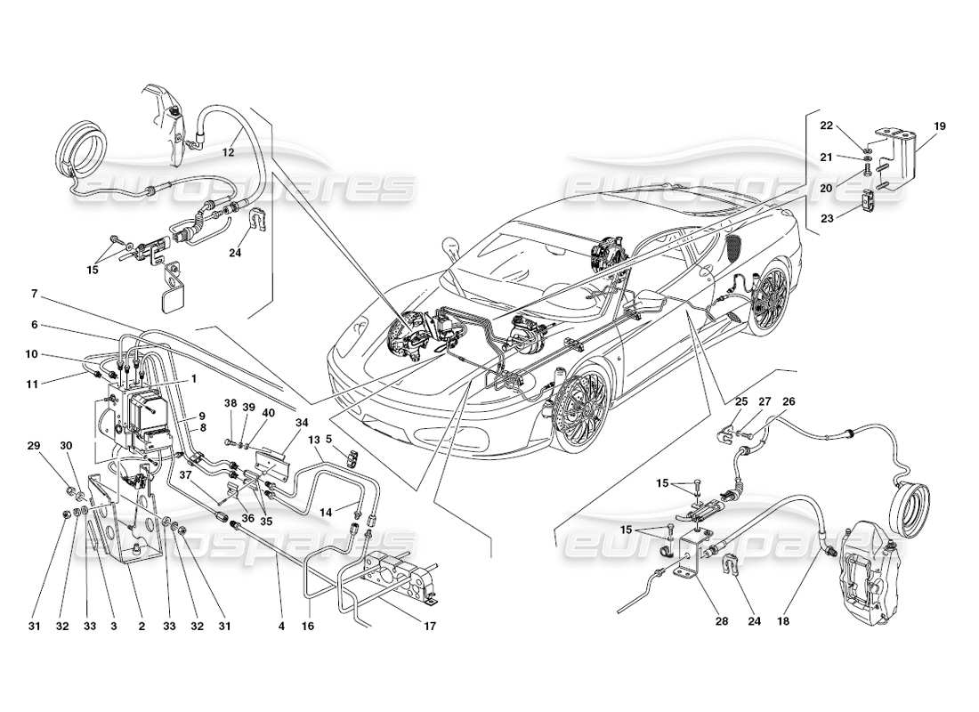 ferrari 430 challenge (2006) diagrama de piezas del sistema de frenos