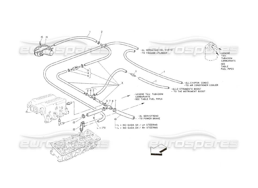 maserati shamal sistema de vacío y enfriamiento diagrama de piezas