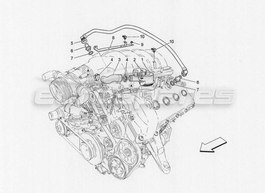 maserati granturismo special edition diagrama de piezas del sistema de recirculación de vapores de aceite