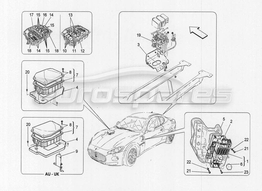 maserati granturismo special edition relés, fusibles y cajas diagrama de piezas