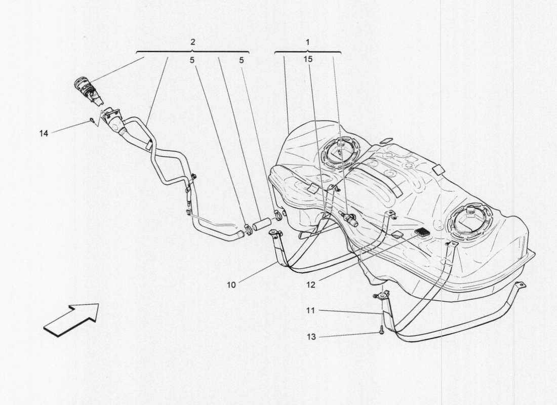 maserati qtp. v6 3.0 tds 275bhp 2017 diagrama de piezas del tanque de combustible