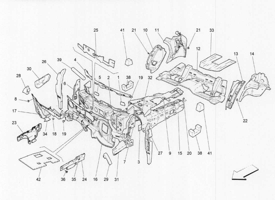 maserati qtp. v6 3.0 tds 275bhp 2017 diagrama de piezas de insonorización