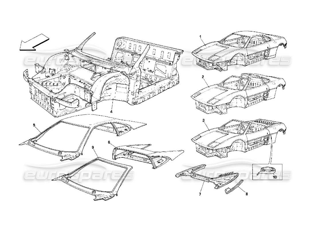 ferrari 348 (2.7 motronic) body - general units diagrama de piezas