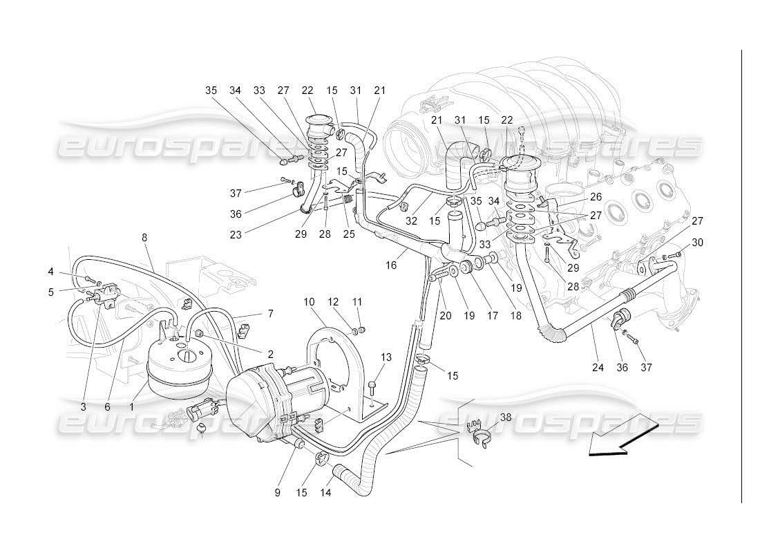 maserati qtp. (2007) 4.2 auto diagrama de piezas del sistema de aire adicional