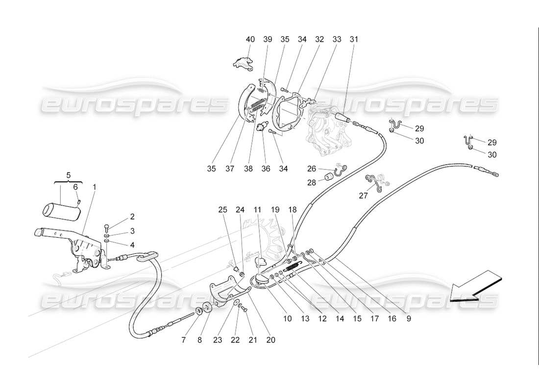 maserati qtp. (2006) 4.2 f1 diagrama de piezas del freno de mano