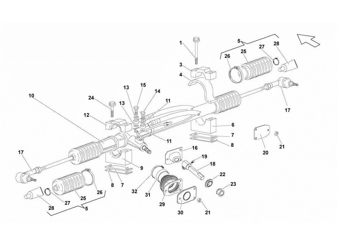 lamborghini gallardo sts ii sc cremallera de dirección diagrama de piezas