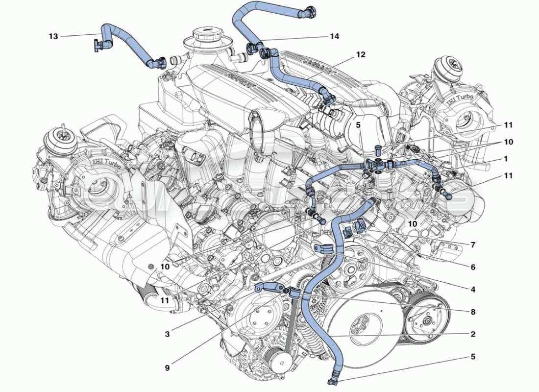 ferrari 488 challenge mangueras del motor diagrama de piezas