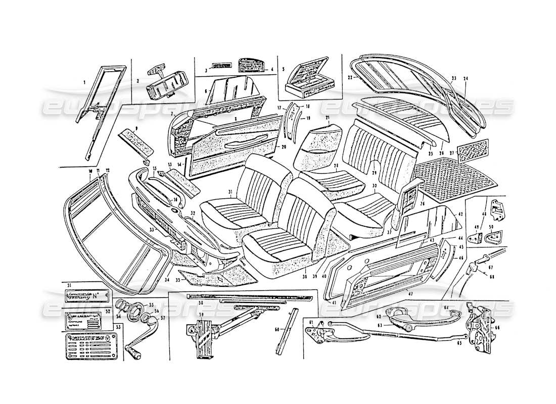 maserati 3500 gt citas interiores diagrama de piezas