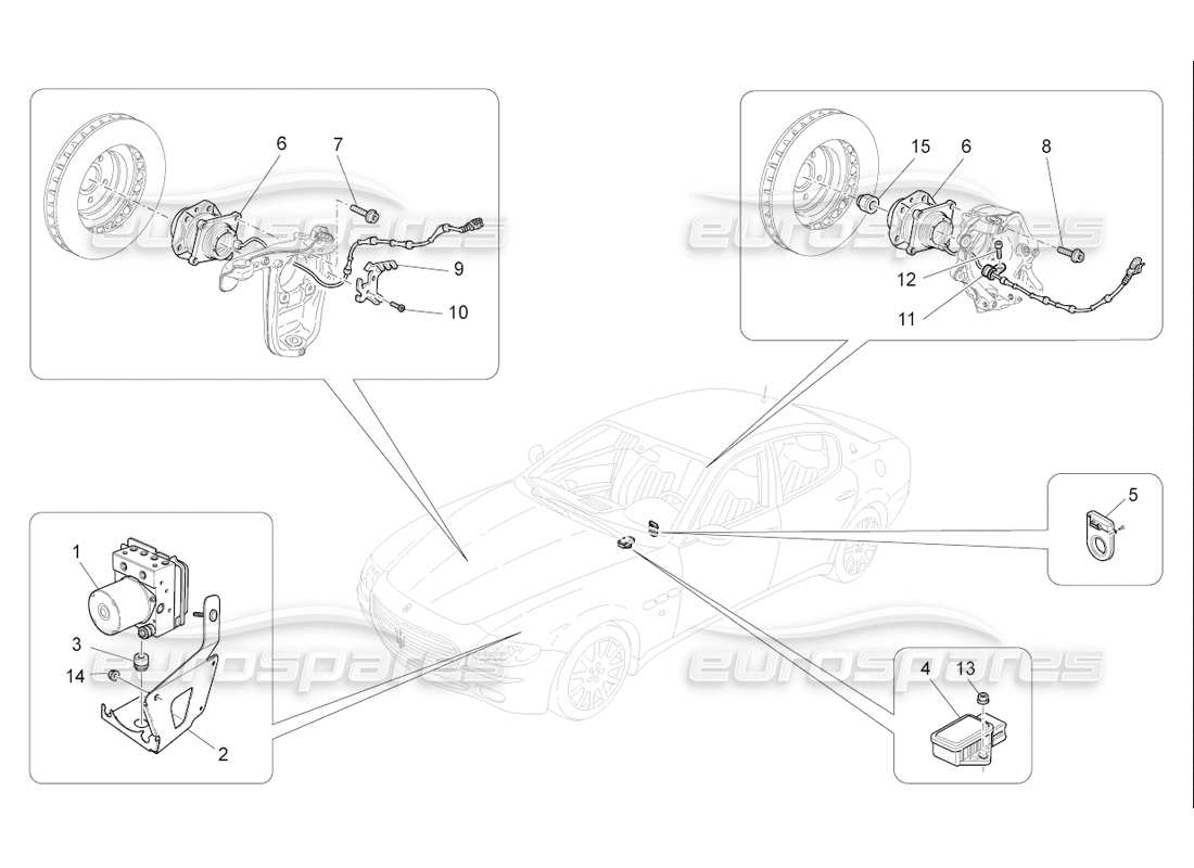 maserati qtp. (2006) 4.2 f1 diagrama de piezas de los sistemas de control de frenado