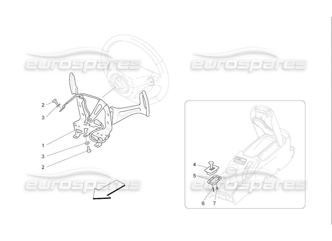 maserati qtp. (2006) 4.2 f1 controles del conductor para el diagrama de piezas de la caja de cambios f1