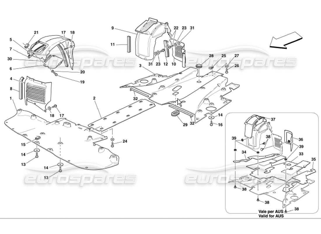 ferrari 360 modena piso plano y caseta de gobierno diagrama de piezas