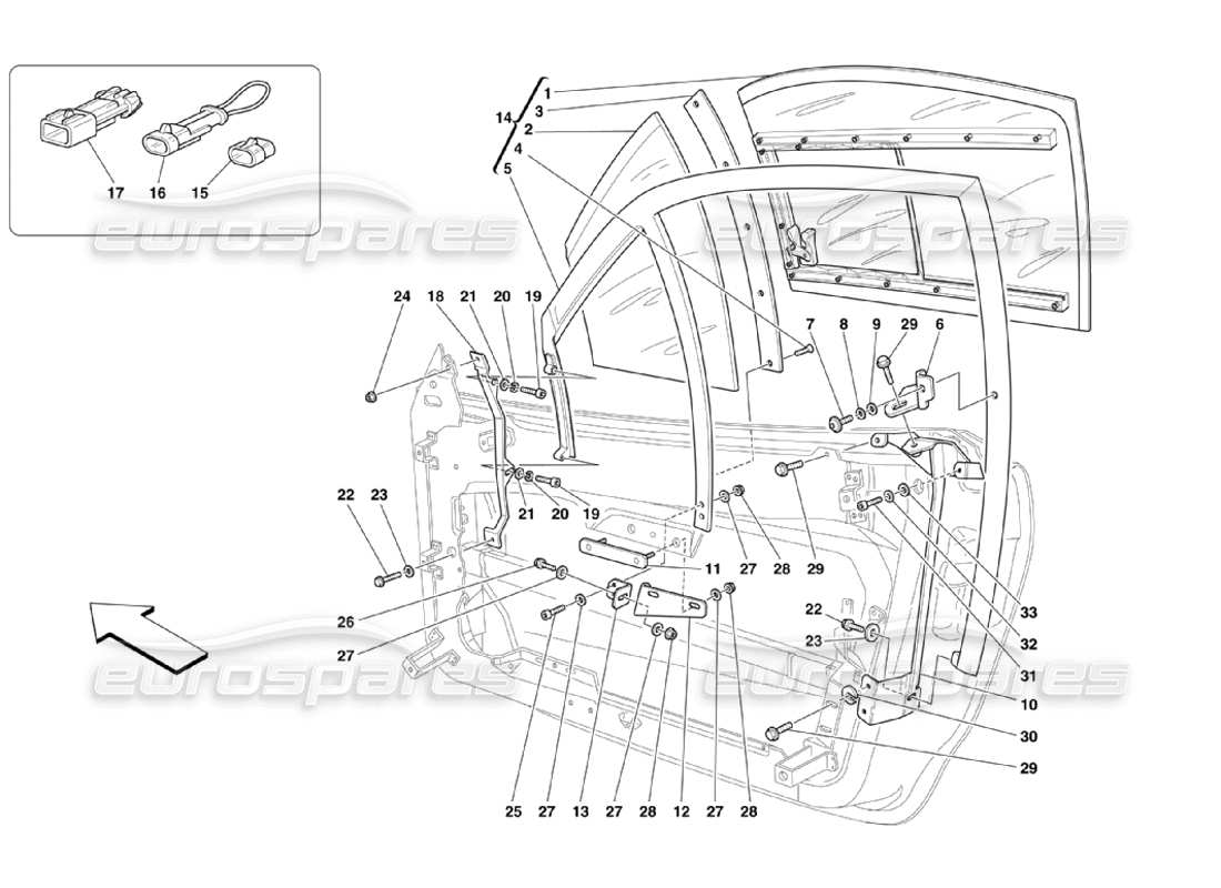 ferrari 360 challenge stradale fijación de vidrio diagrama de piezas