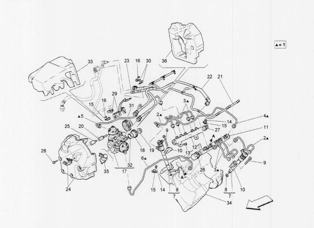 maserati qtp. v6 3.0 tds 275bhp 2017 diagrama de piezas de bombas de combustible y líneas de conexión